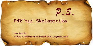 Pétyi Skolasztika névjegykártya